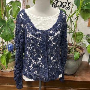 Beautiful blue crocheted cardigan